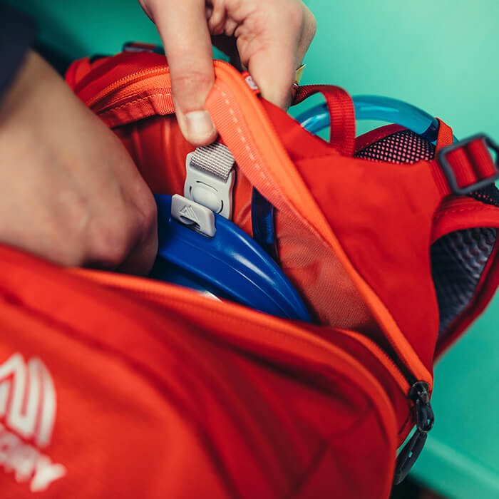 Dedicated, zippered hydration pocket with SpeedClip attachment system for compatibility with Gregory’s 3D Hydro reservoir