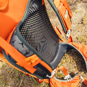 VaporSpan ventilated suspension with moisture wicking mesh and perimeter alloy frame