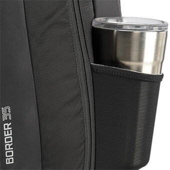 Stretch mesh side water bottle pocket