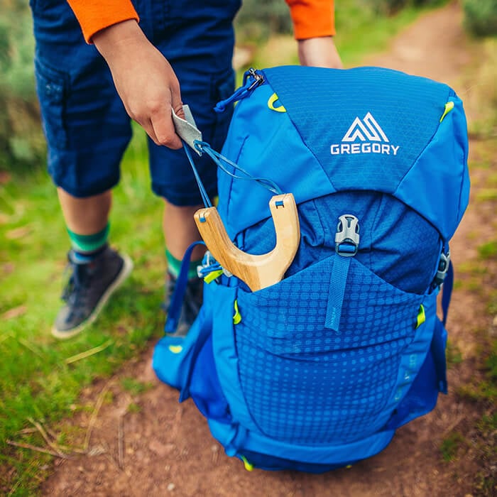 Durable front stretch mesh stuff pocket for quick access to a rain jacket or sandals