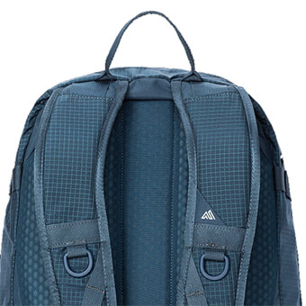 Ventilated, padded mesh backpanel and contoured shoulder straps with ventilated mesh