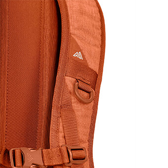 Ventilated, padded mesh backpanel and contoured shoulder straps with ventilated mesh
