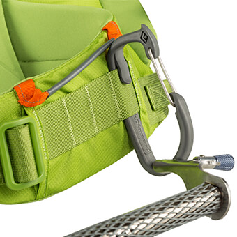 Gear loops and ice clipper loops on hip belt
