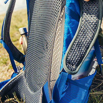 VaporSpan ventilated suspension with moisture wicking mesh and perimeter alloy frame