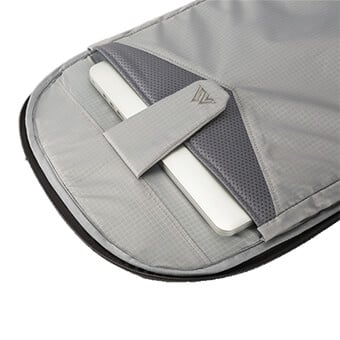 Independent 15.6 laptop & tablet area with padded protective lower gap