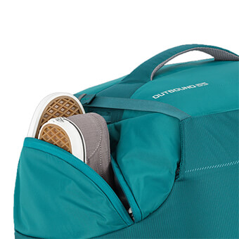 Zippered shoe compartment separates dirty kicks from clean whites *65 ONLY