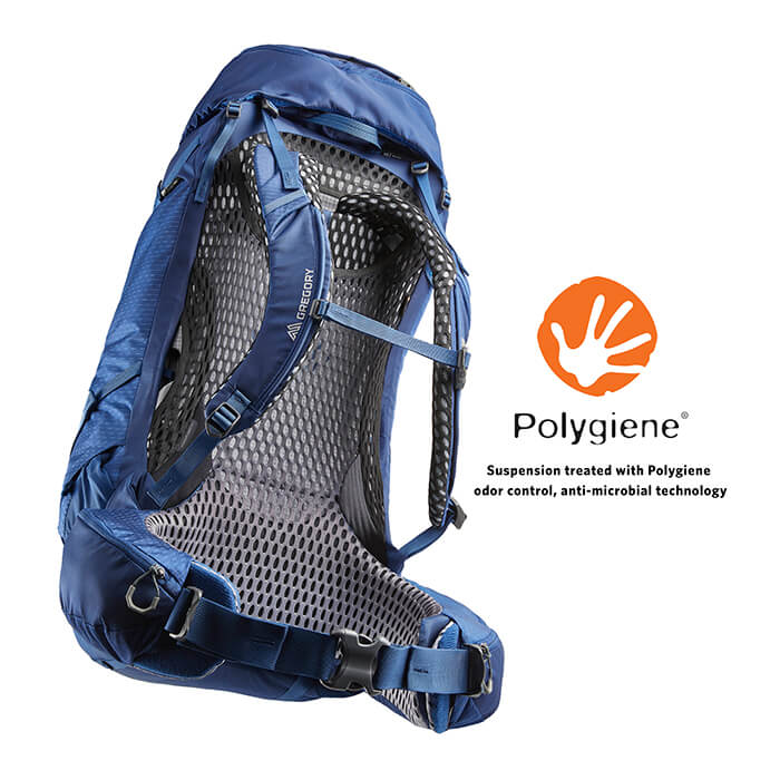 Polygiene® Stays Fresh Technologie - Das Rückenpanel wurde mit einem speziellen Verfahren behandelt, das antibakteriell und somit auch geruchshemmend wirkt, damit du und der Rucksack auf Tour länger frisch bleibt.