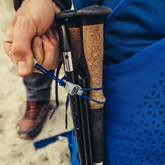 Adjustable attachment loop - Adjustable attachment loop and hook-attach shock lock for trekking poles or ice axes