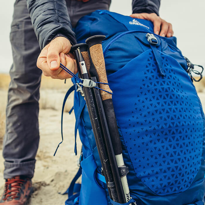 Adjustable attachment loop - Adjustable attachment loop and hook-attach shock lock for trekking poles or ice axes