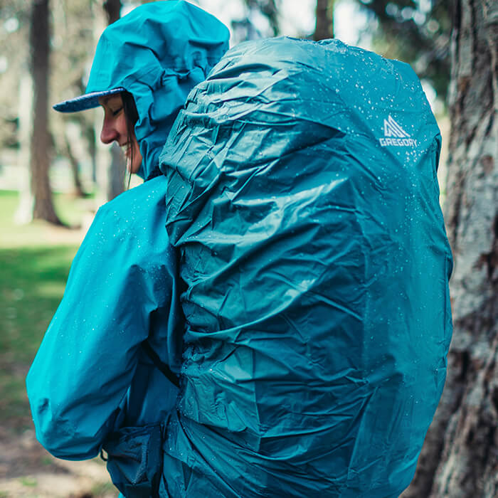 Custom fitted raincover - Custom fitted raincover included - stows in a quick access zippered pocket on underside of the top lid