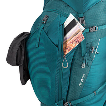 DUAL FRONT ZIPPERED ORGANIZATION POCKETS